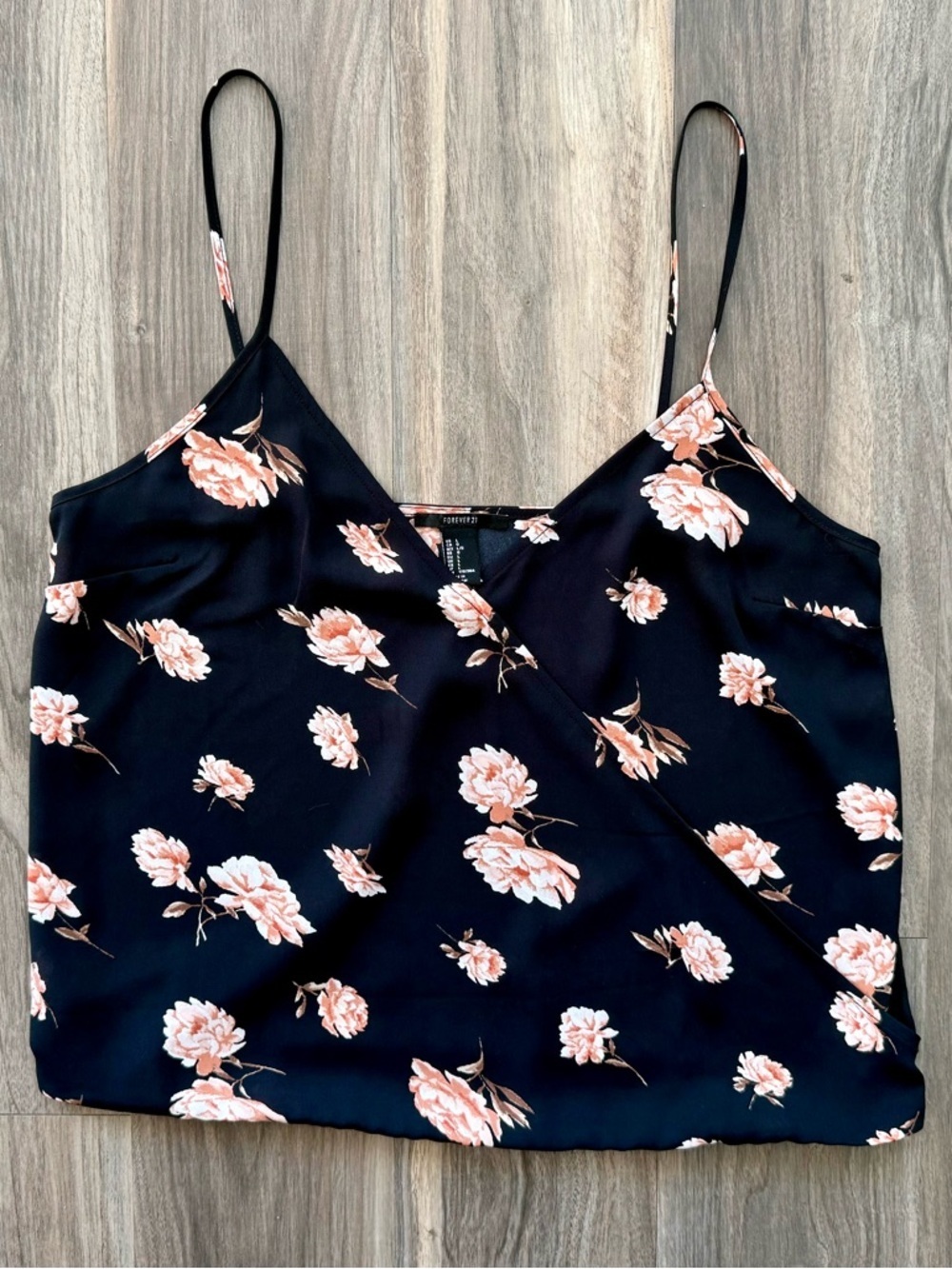 Forever 21 Black Floral Camisole Size L.